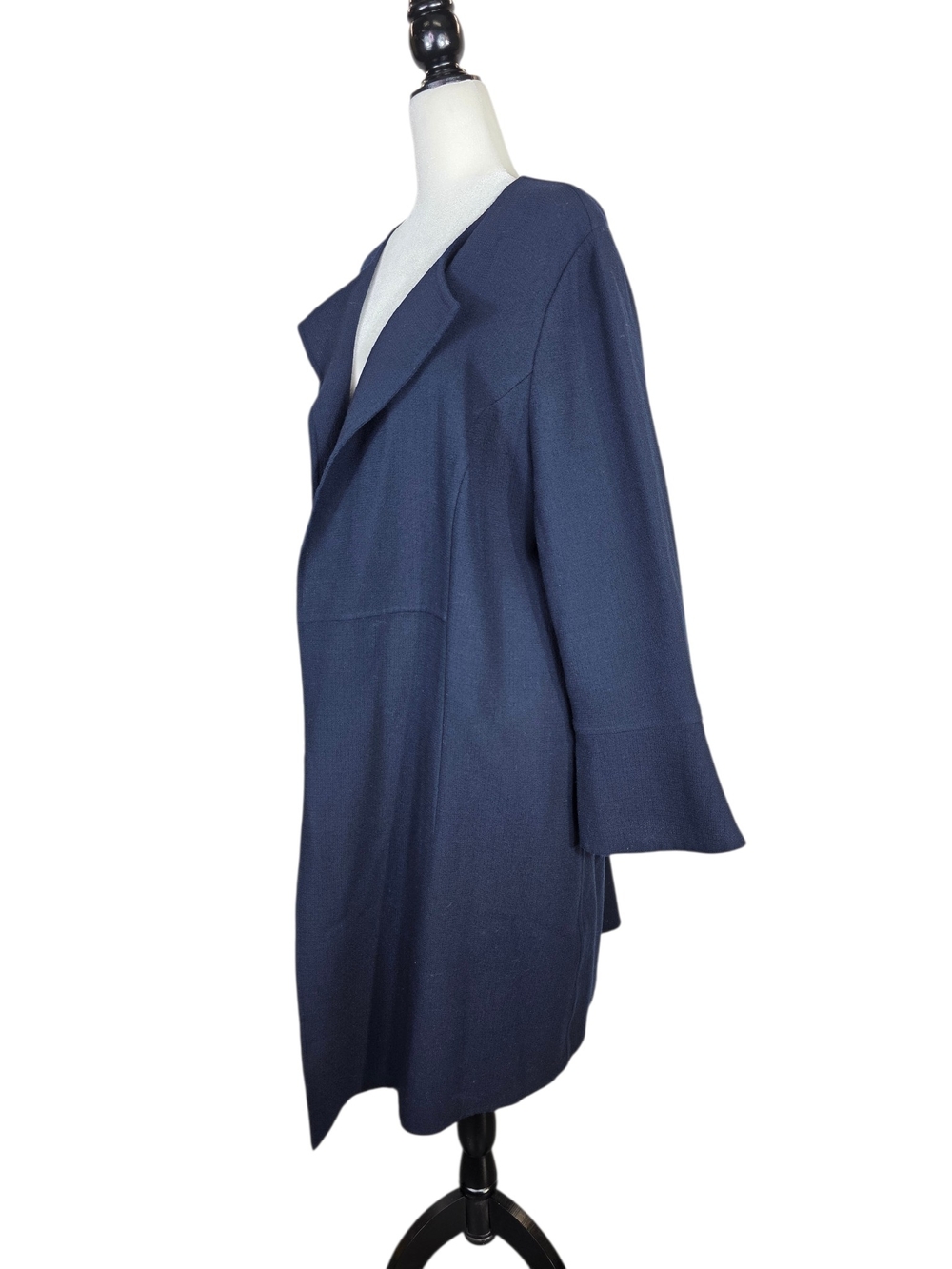 Lafayette 148 New York Navy Open- Flap Front Wool Coat - Picture 3 of 10
